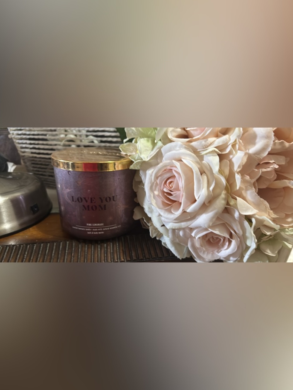 Bath & body Works three with candle love you, mom